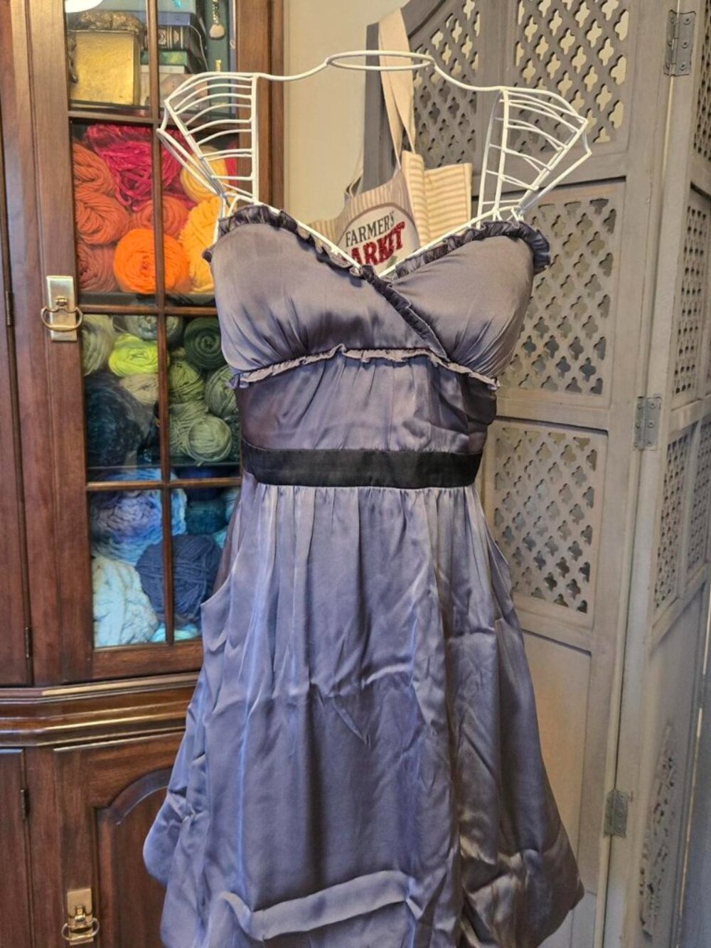 Vintage Bebe Women's Grey and Purple Dress